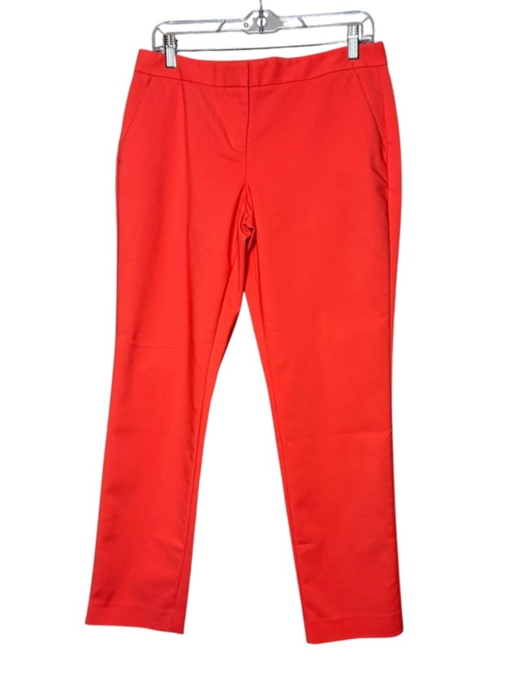 Vince Camuto Coral Red Stretch Cotton Tailored Poplin Ankle Pants style 916635